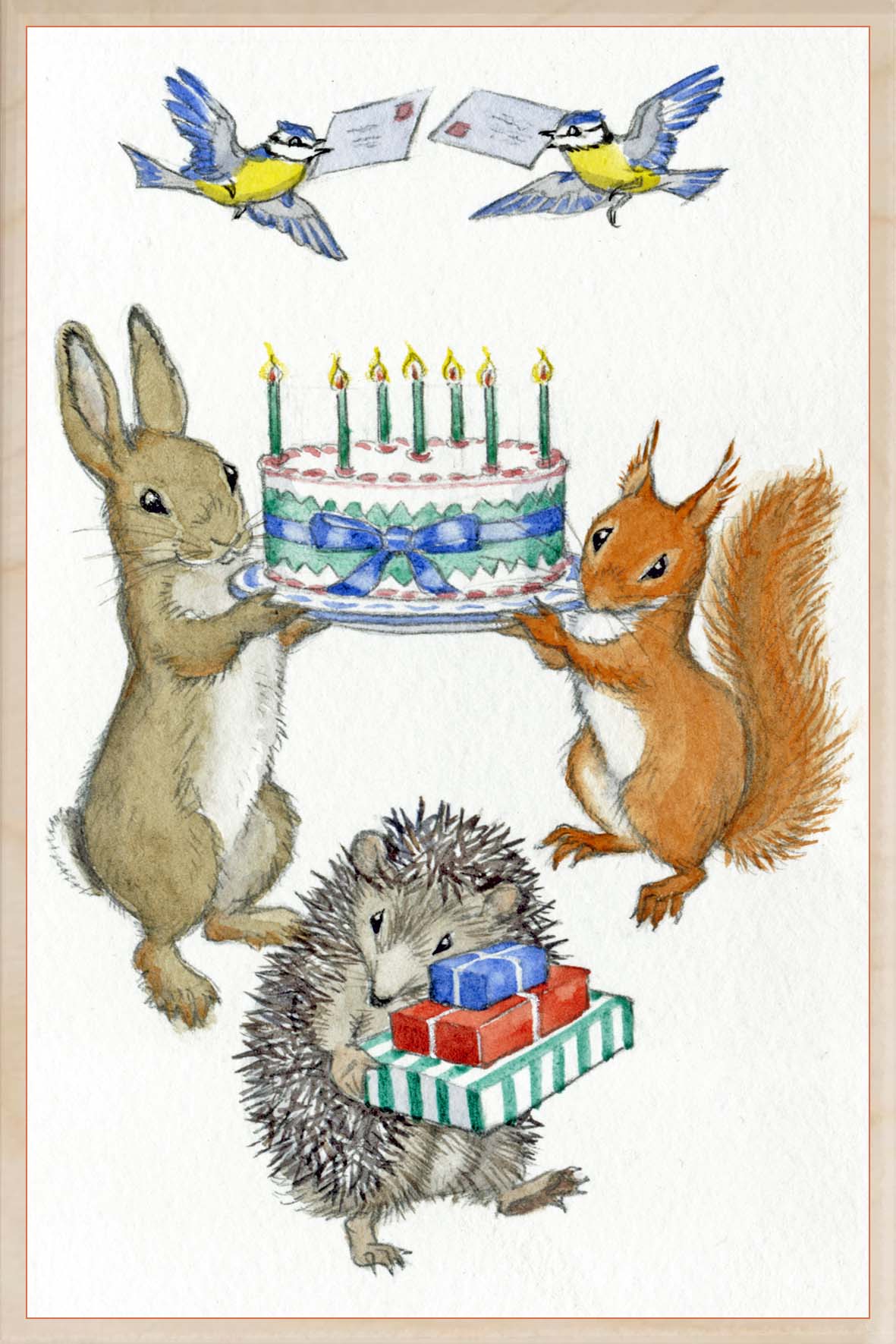 Wooden Postcard Big Birthday Cake