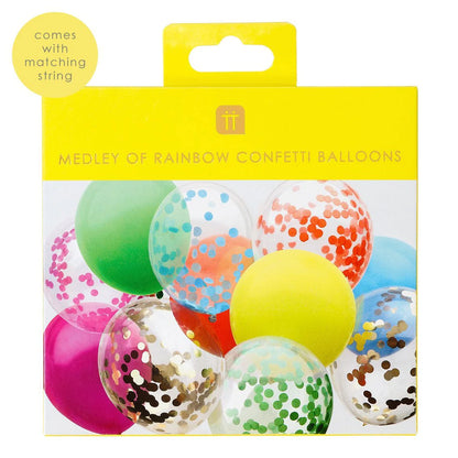 12 Rainbow Confetti Balloons