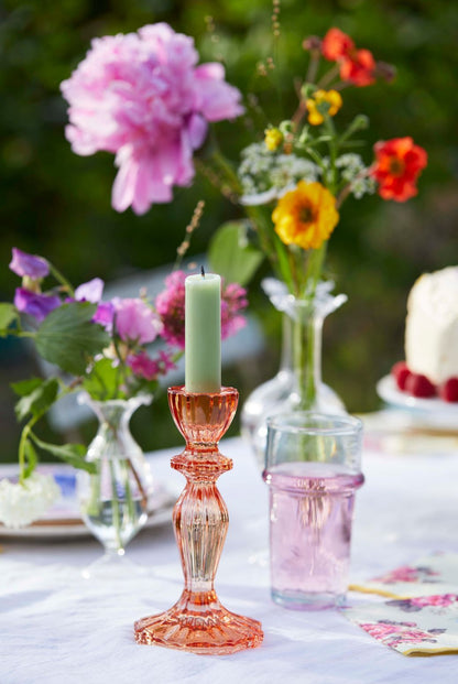 Boho Orange Glass Candle Holder