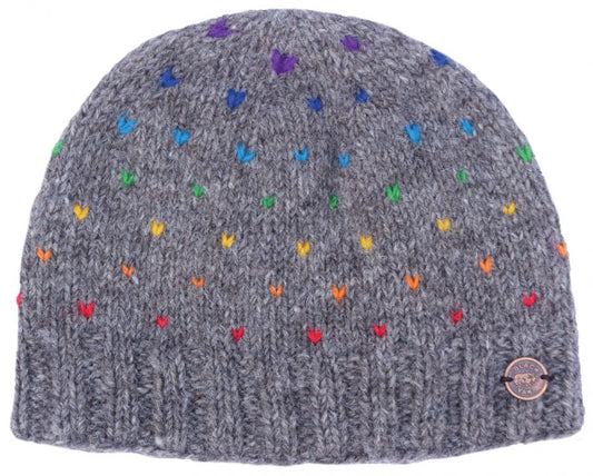 Beanie Rainbow Tick Marl Brown